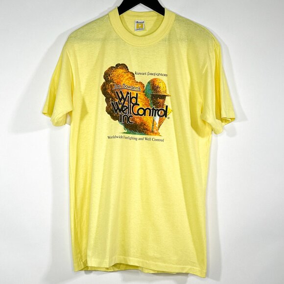 VTG Joe Bowden's Wild Well‎ Control Inc Kuwait Single Stitch T Shirt Size XL - Picture 1 of 8